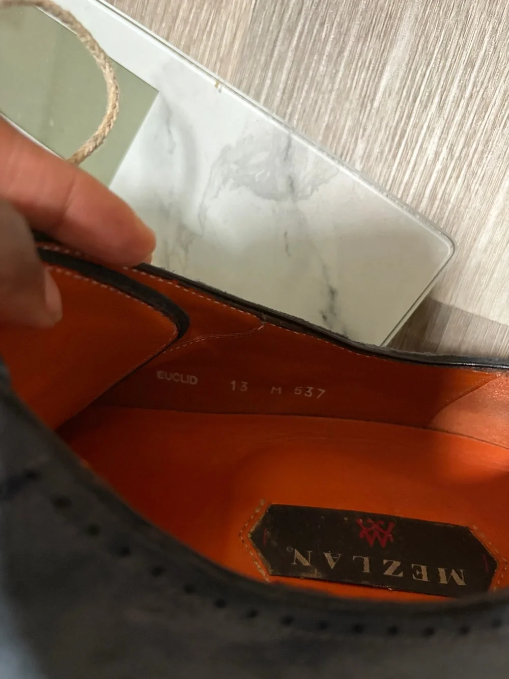 Mezlan Slate Gray Suede Lace-Up Dress Shoes with Orange Interior